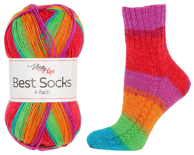 Pletací / háčkovací příze Vlna-Hep BEST SOCKS 4-fach 7723 barvy duhy, vzorovaná, ponožková, 100g/420m