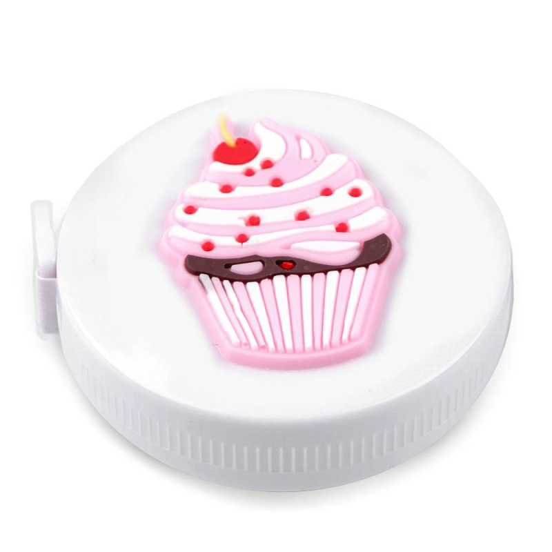 Stoklasa Krejčovský svinovací metr s 3D obrázkem 900256/02 bílý - cupcake, oboustranný metry/palce/inches, plastový, délka 150cm/60inch
