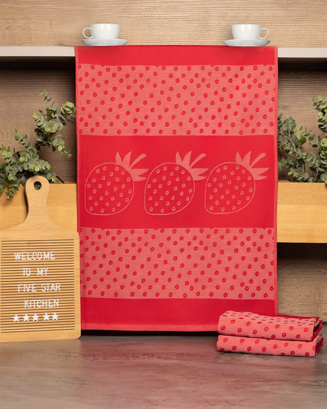 Etex kuchyňské utěrky EGYPTSKÁ BAVLNA U02 JAHODA, červená, 3 kusy, 50x70cm