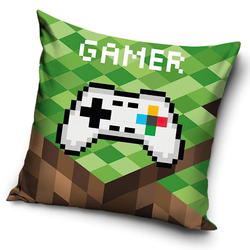 Carbotex dětský polštářek GAMER ONLINE, zelený 40x40cm