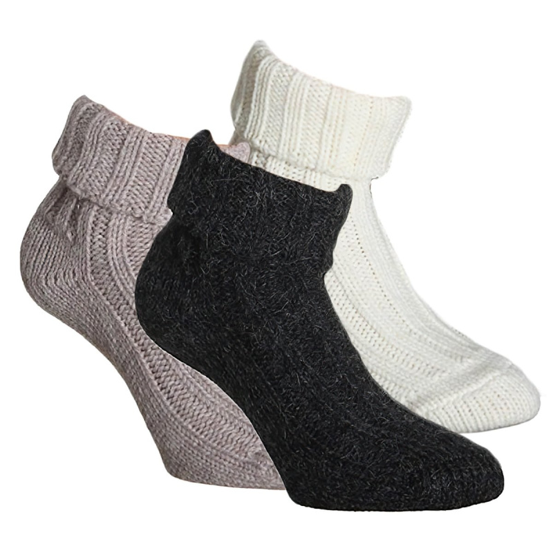 OLET Ponožky teplé vlněné 1334917 s ALPAKOU, jednobarevné, super teplé a měkké, dámské, 3 pár, vel. 35-38