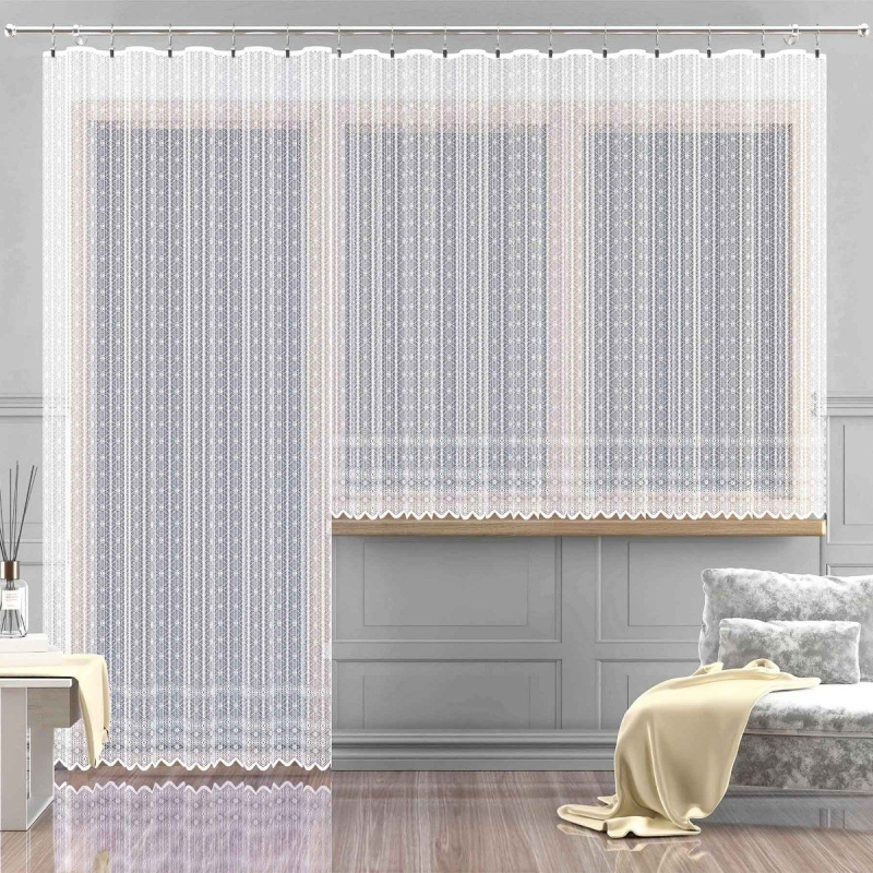 Forbyt Ventura žakárová MIA, geometrický vzor, s bordurou, bílá, výška 120cm (v metráži)