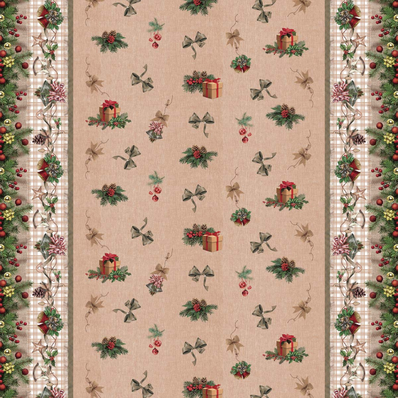 Sareha Ubrus PVC s textilním podkladem vánoční 1741-02 Vánoční štola režná, š.140cm