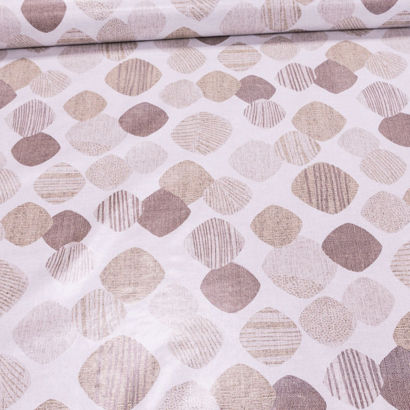 Bonita ubrus PVC s textilním podkladem 182.1 béžové oválky, š.140cm (metráž)