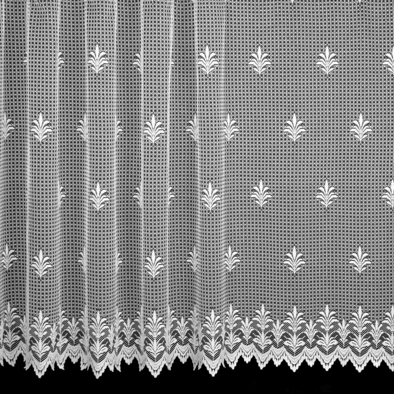 Českomoravská textilní žakárová záclona V817, ornamenty,, s bordurou, bílá, výška 180cm (v metráži)