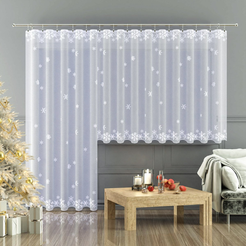 Forbyt Žakárová záclona WINTER zimní, vánoční vzor, s bordurou, bílá, výška 250cm (v metráži)