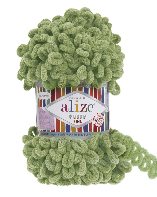 Pletací příze Alize PUFFY FINE 485 zelená, efektní, 100g/14m