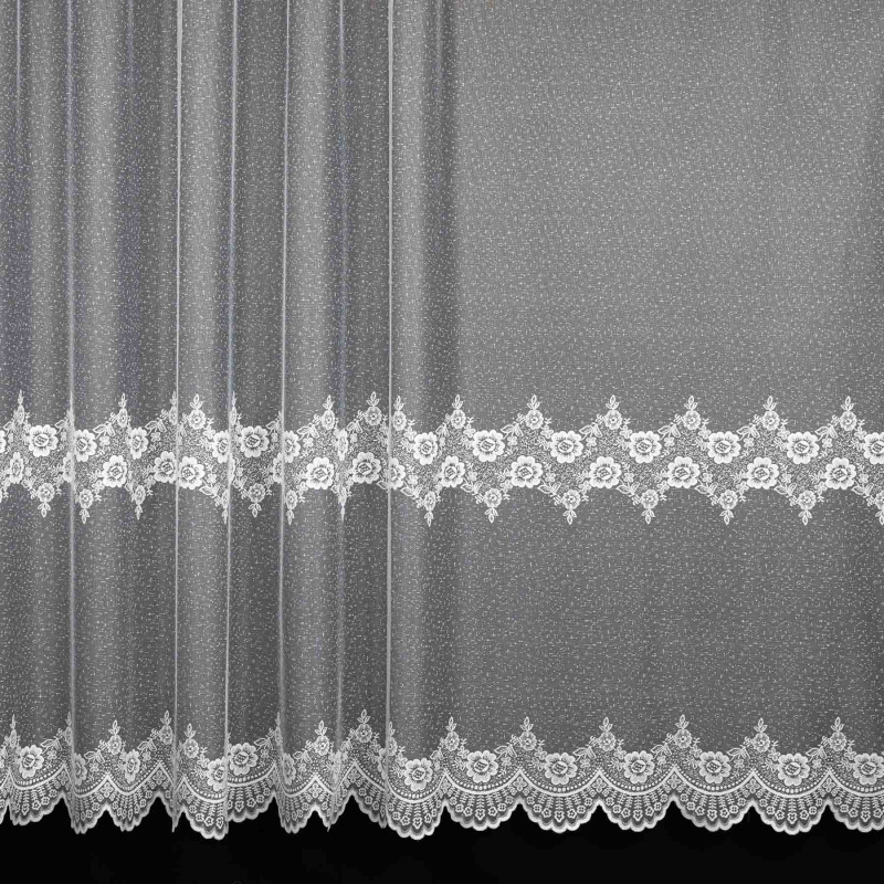 Brilltex Ventura žakárová 54269, květinový vzor, s bordurou, bílá, výška 180cm (v metráži)