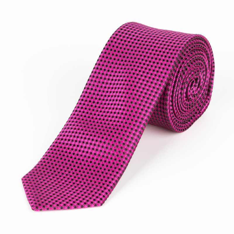 AMJ Kravata pánská úzká vzorovaná KI0989, cyklámen