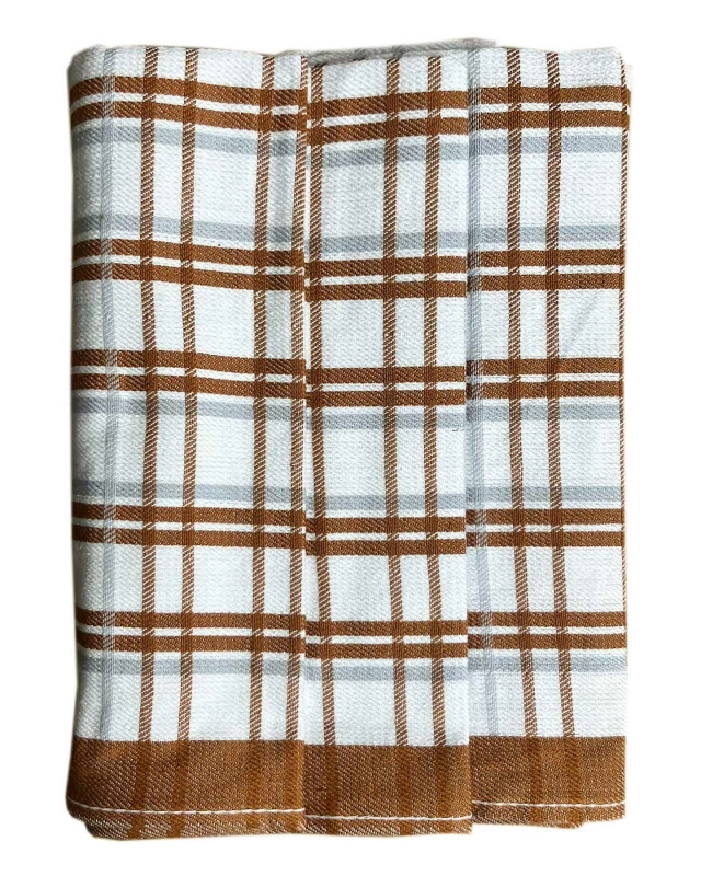 Polášek kuchyňské utěrky EGYPTSKÁ BAVLNA 05a, káro, rezavá, 3 kusy, 50x70cm