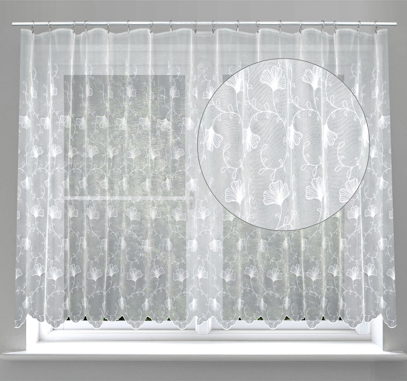 Forbyt Tylová záclona JINAN 926111, vyšívané lístky, bílá výška 160cm ( v metráži)
