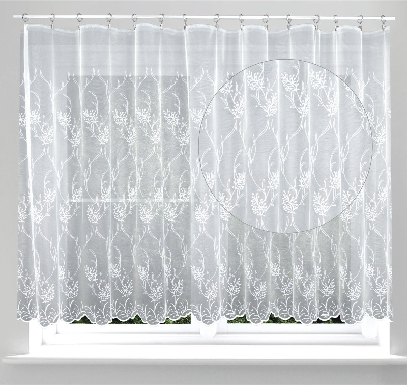 Forbyt Tylová záclona DITA 926069, vyšívané větvičky, bílá výška 170cm ( v metráži)
