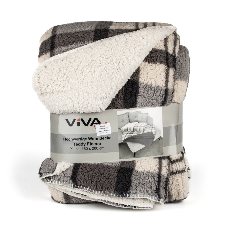 Deka z mikrovlákna ŠEDÁ KOSTKA s beránkem 150x200cm