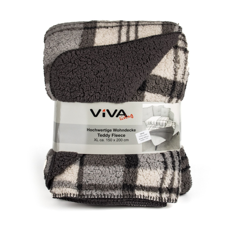 Deka z mikrovlákna ŠEDÁ KOSTKA s beránkem 150x200cm