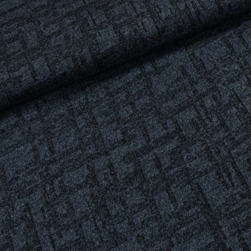 Směsový úplet N14089, černo-modrý geometrický vzor, š.150cm (látka v metráži)
