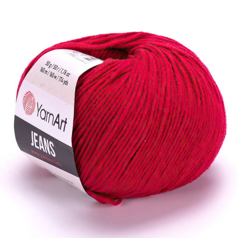 YarnArt pletací / háčkovací příze GINA / JEANS 51 tmavě červená, jednobarevná, 50g/160m