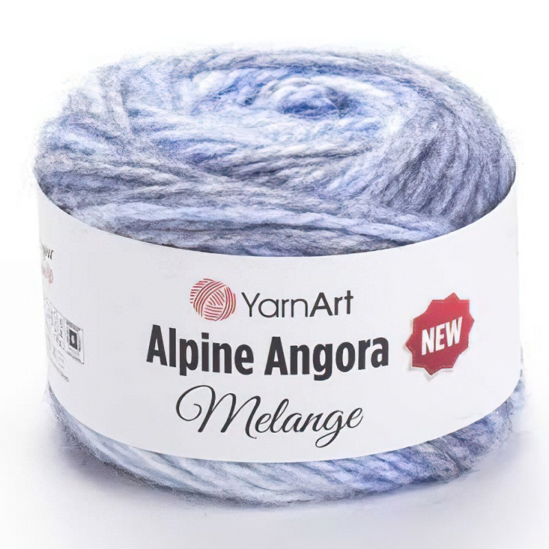 YarnArt Pletací příze YarnArt ALPINE ANGORA MELANGE 6401 modrý melír, efektní, 150g/150m
