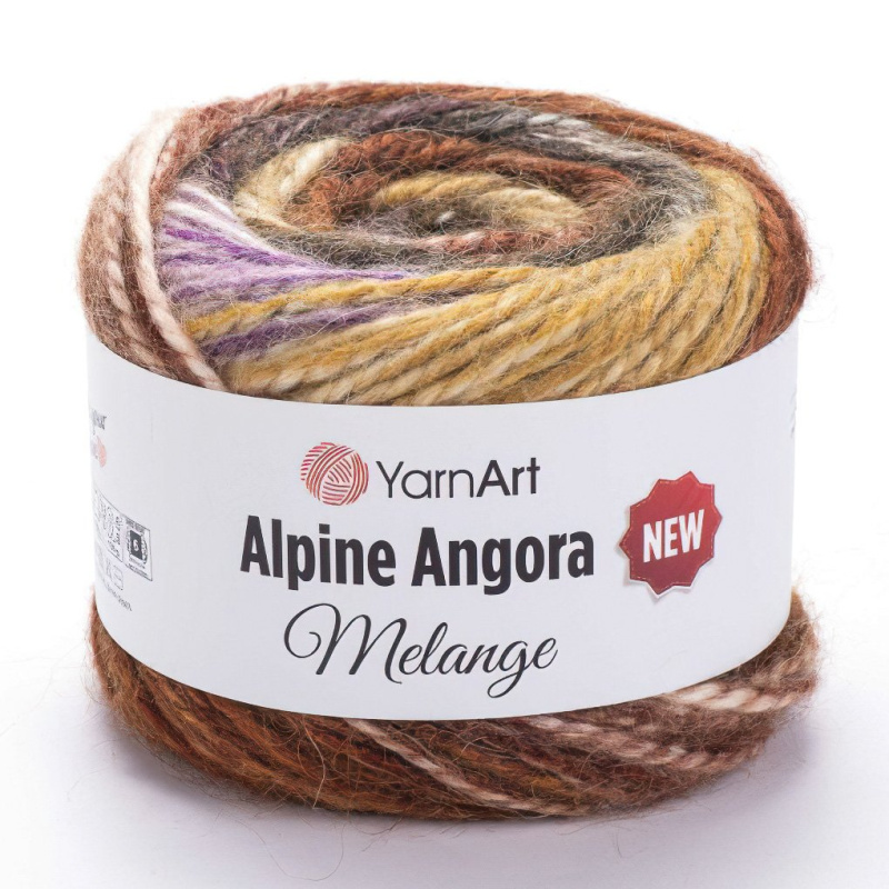 YarnArt Pletací příze YarnArt ALPINE ANGORA MELANGE 6410 hnědý melír, efektní, 150g/150m