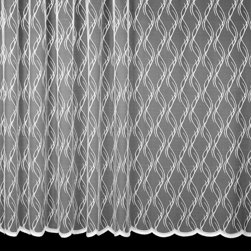 Berk Žakárová záclona 4438, celoplošný vzor vlnek, bílá, výška 130cm (v metráži)