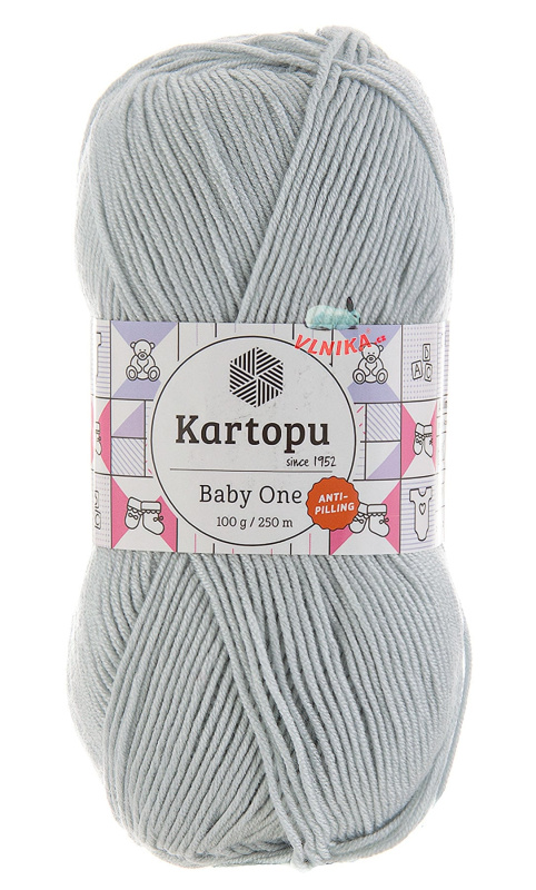 Pletací / háčkovací příze Kartopu BABY ONE K993  šedá, jednobarevná, antipillingová, 100g/250m