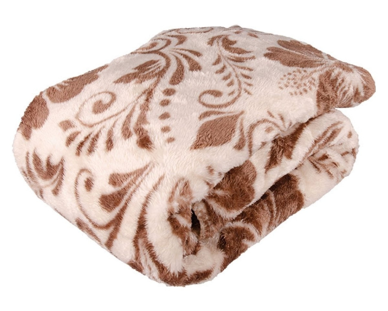 Avax deka z mikrovlákna beránek KVĚTY, hnědá, 150x200cm