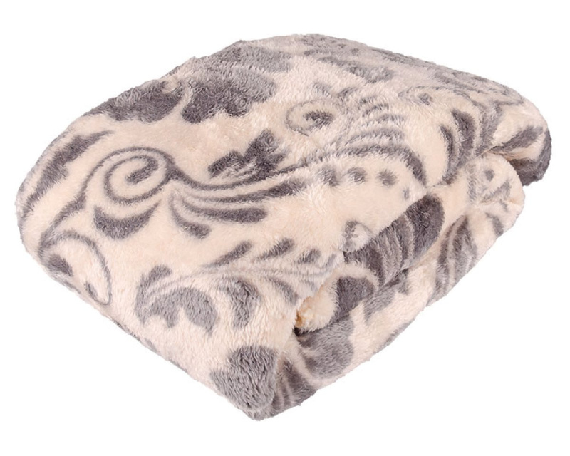 Avax deka z mikrovlákna beránek KVĚTY, šedá, 150x200cm