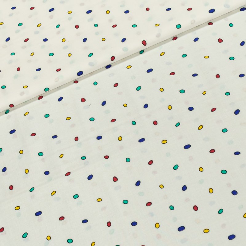 Bavlněné plátno barevné puntíky na bílé, š.150cm (látka v metráži)