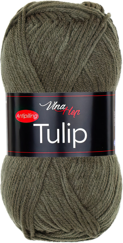 Pletací / háčkovací příze Vlna-Hep TULIP 41213 khaki, jednobarevná, antipillingová, 100g/170m