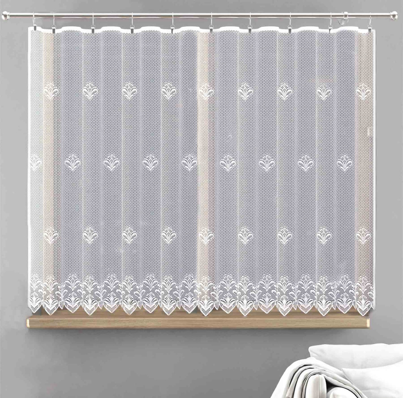 Forbyt Ventura žakárová ELISA, ornamenty, lístky, s bordurou, bílá, výška 110cm (v metráži)