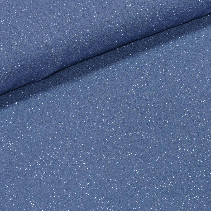 Polyesterový úplet LESK 2872/02 UNI jednobarevný modrý se třpytkami, š.140cm (látka v metráži)