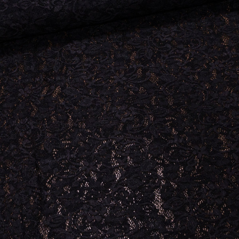 Šatovka / krajka LILI 15 elastická, černá, š.150cm (látka v metráži)