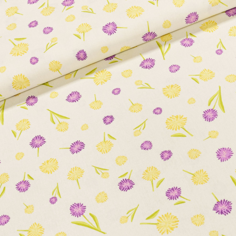 Směsové plátno 102530.1275.220, květiny na krémové, š.140cm (látka v metráži)