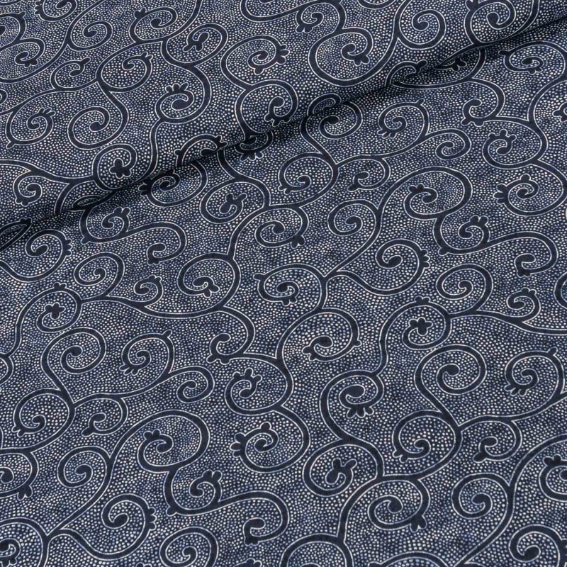 Bavlněné plátno 4988/001, tečkovaný ornament na tmavě modré š.160cm (látka v metráži)