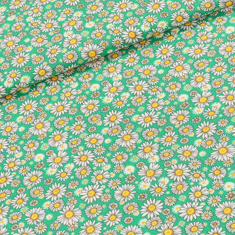 Bavlněné plátno 4924/003, kopretinky na zelené š.160cm (látka v metráži)