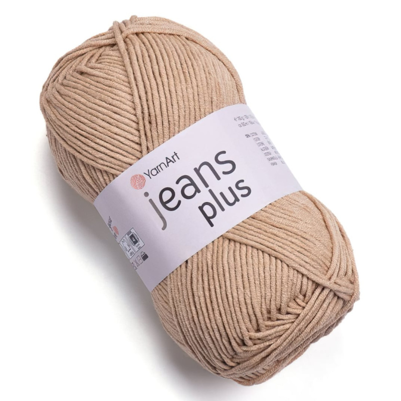 YarnArt pletací / háčkovací příze YarnArt JEANS PLUS 07 světle béžová, jednobarevná, 100g/160m