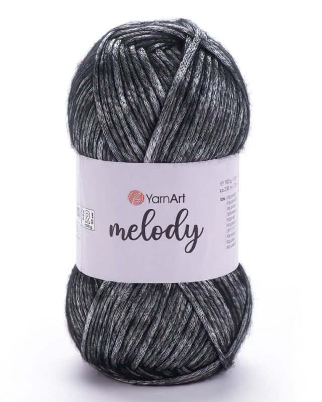 Pletací / háčkovací příze YarnArt MELODY 887 černo-stříbrná, efektní, 100g/230m