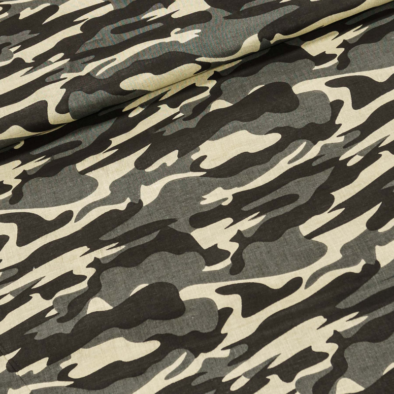 Bavlněné plátno 803000/570-35 šedý maskáčový vzor, š.140cm (látka v metráži)