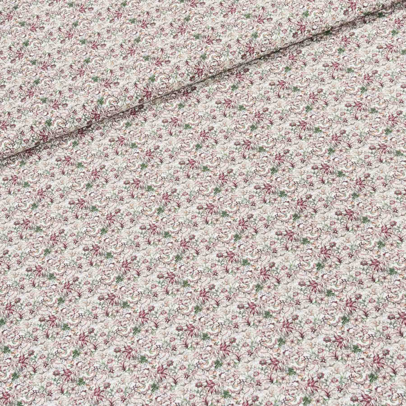 Bavlněné plátno 7904, vínový a zelený hustý vzor květin, š.160cm (látka v metráži)