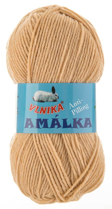 Pletací příze Vlnika AMÁLKA 129 mocca (béžová), klasická, antipillingová, 100g/250m