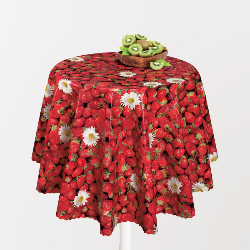 Ubrus PVC s textilním podkladem 1156-00 FLORISTA, jahody, červená, š.140cm (metráž)