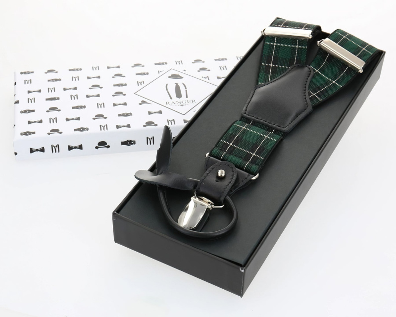 TextilCentrum.cz RANGER Dg35.022, délka 120cm, šíře 3,5cm, tvar Y, černozelené káro