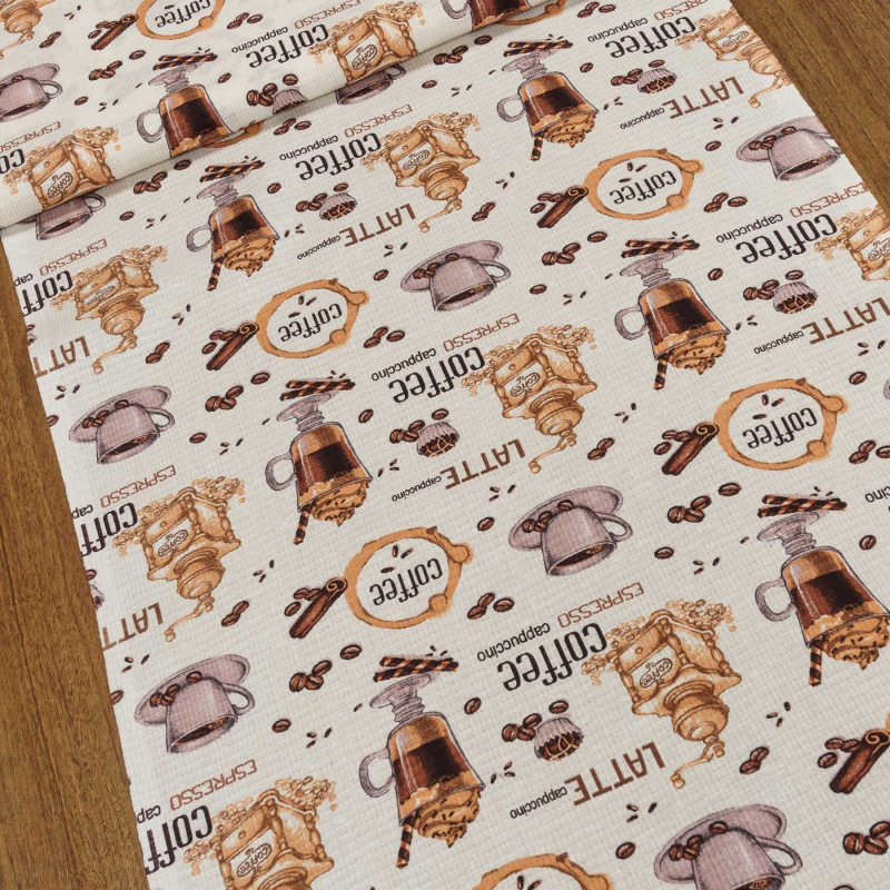 Bavlněné plátno vaflovina, utěrkovina / štola na metráž 703023 latté, béžová, š. 50cm (látka v metráži)