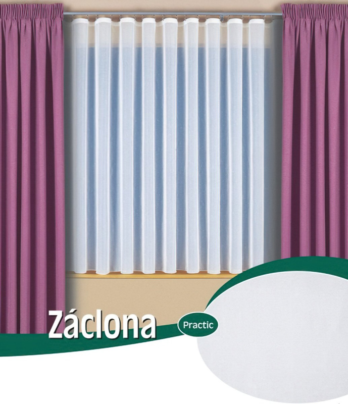 Textil Centrum Kusová hotová záclona VOAL UNI 09021, s řasicí páskou a olůvkem, jednobarevná bílá, výška 190 cm x šířka 450 cm (na okno)