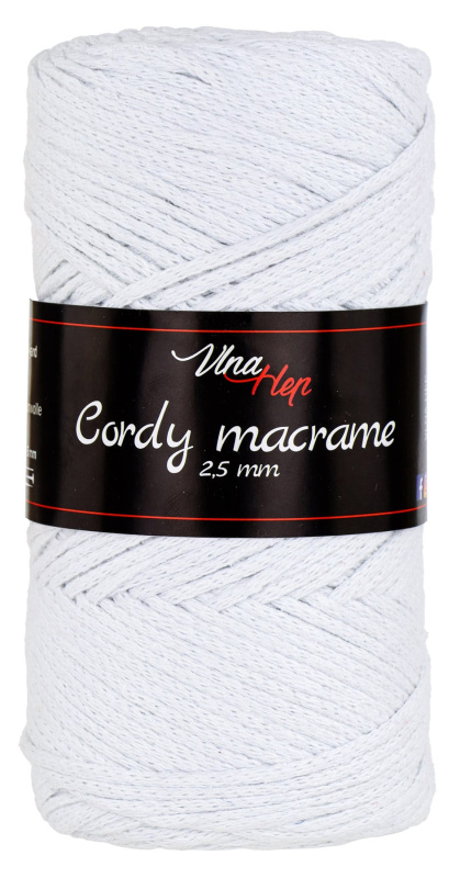 Pletací / háčkovací příze Vlna-Hep CORDY MACRAME 2,5mm 8002 bílá, jednobarevná, 250g/160m