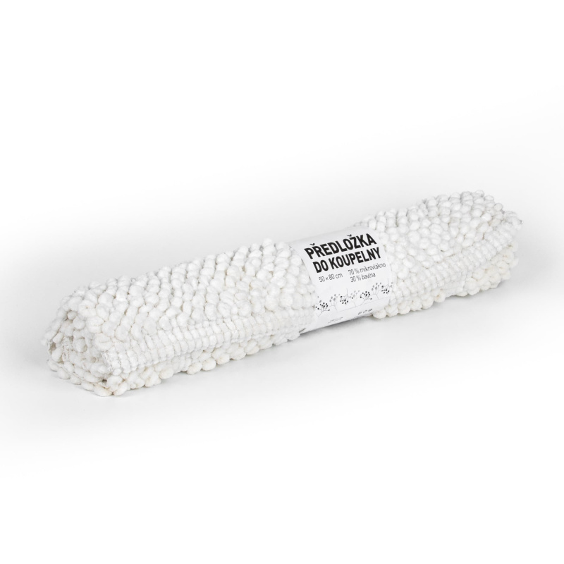 Textilcentrum Koupelnová předložka mikrovlákno, AK-3861 bílá, jednobarevná, vystouplé špuntíky, 50x80cm