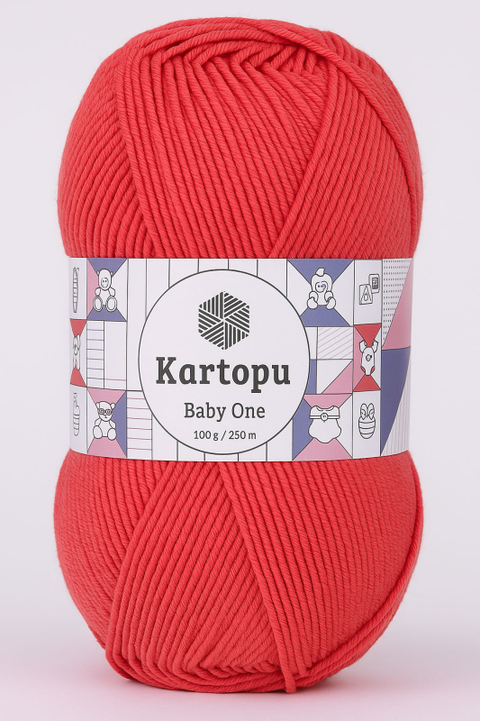 Pletací / háčkovací příze Kartopu BABY ONE K254 tmavě lososová, jednobarevná, antipillingová, 100g/250m