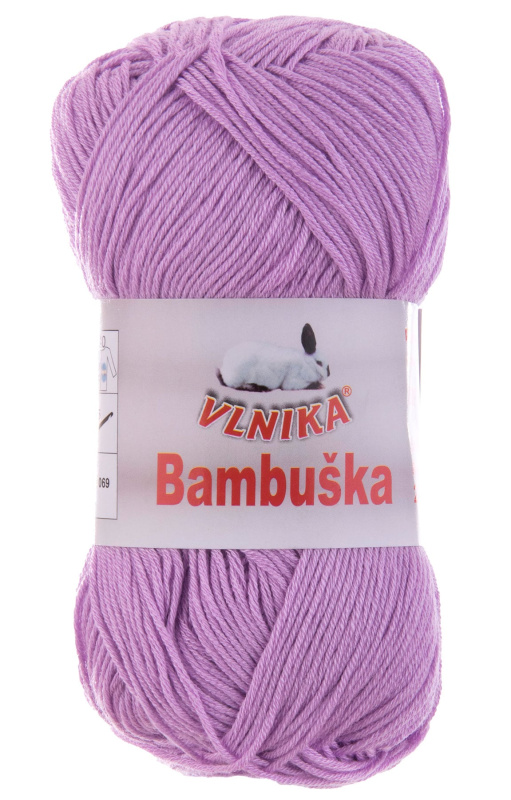 Pletací / háčkovací příze Vlnika BAMBUŠKA 509 světle fialová, klasická, bambusová, 50g/205m