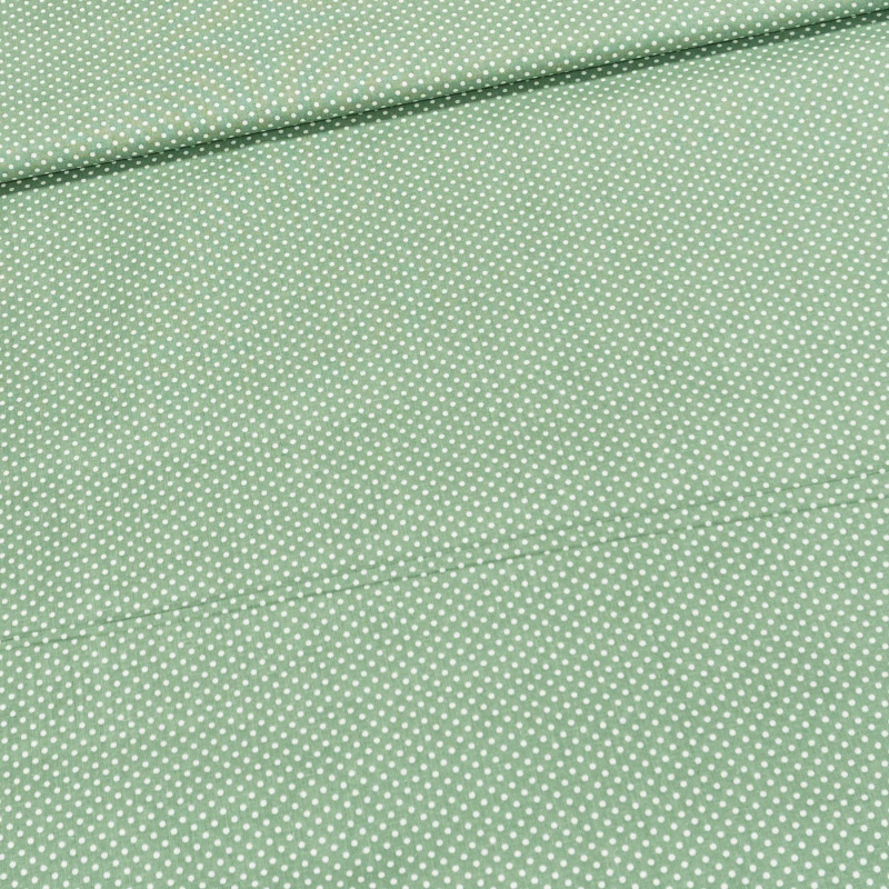 Bavlněné plátno 103000/7676 FROST, bílý puntík na olivově zelené, š.140cm (látka v metráži)