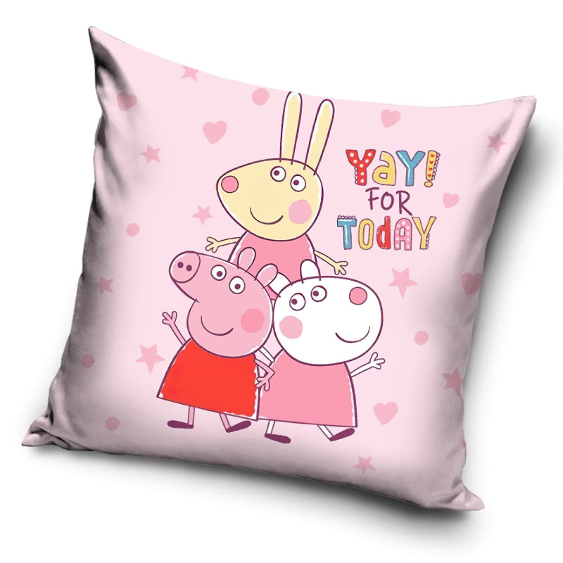 Carbotex dětský povlak na polštářek PRASÁTKO PEPINA (PEPPA) KAMARÁDKY PEPINA A ZUZKA, růžový 40x40cm (více variant výplně)