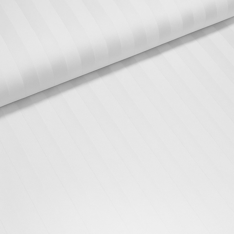 Bavlněný damašek SOLITUDE, 2 cm pruh – bílý, šířka 140 cm (látka v metráži)